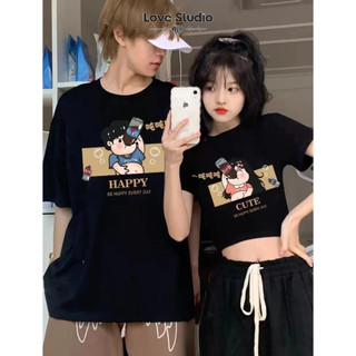 Đồ đôi nam nữ cùng người yêu Happy Cola couple love áo thun phông tay lỡ và áo croptop [A210]