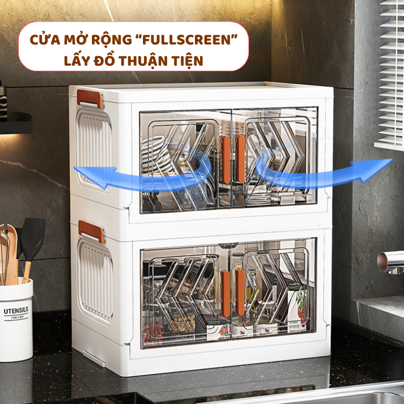 Tủ Đựng Gia Vị Enoda Home, Tủ Đựng Nồi, Bát Đĩa Phòng Bếp Có Cửa Trong, Bánh Xe Di Chuyển Thuận Tiện TUN045