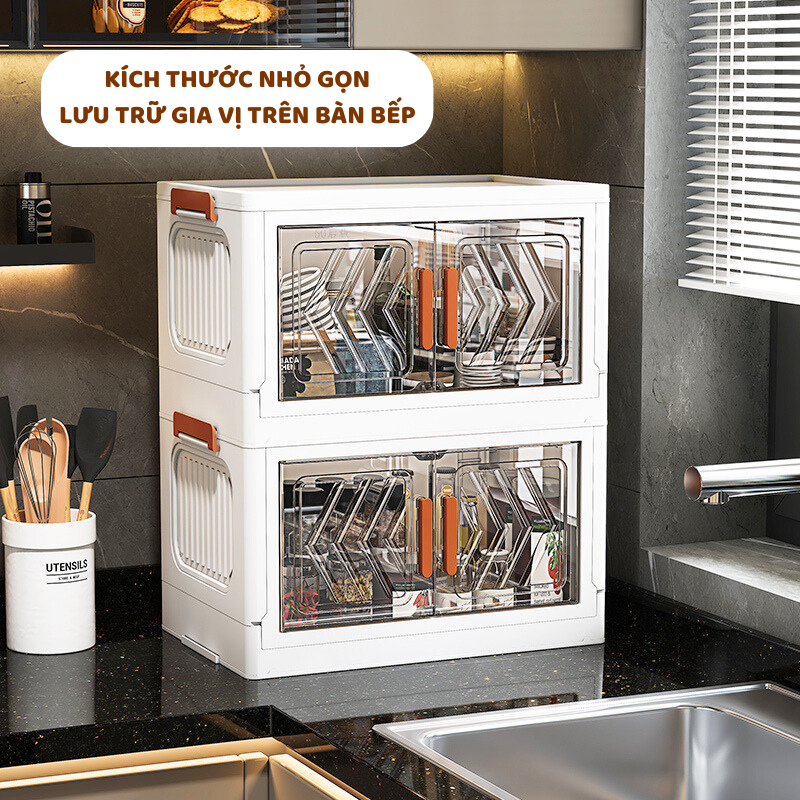 Tủ Đựng Gia Vị Enoda Home, Tủ Đựng Nồi, Bát Đĩa Phòng Bếp Có Cửa Trong, Bánh Xe Di Chuyển Thuận Tiện TUN045