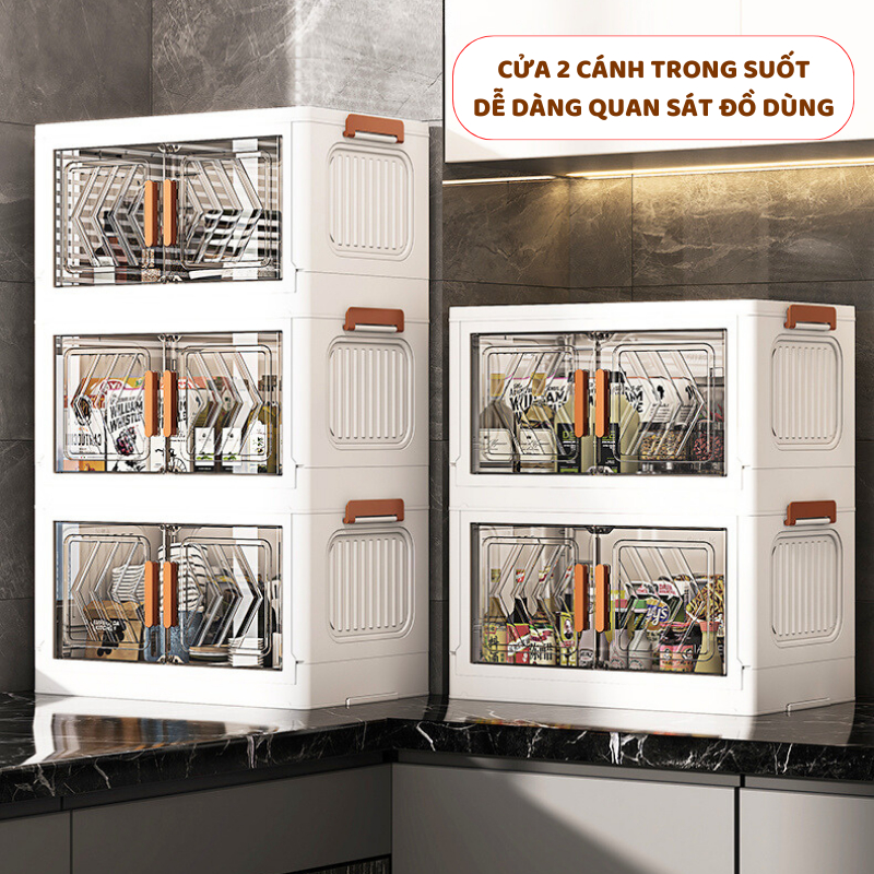 Tủ Đựng Gia Vị Enoda Home, Tủ Đựng Nồi, Bát Đĩa Phòng Bếp Có Cửa Trong, Bánh Xe Di Chuyển Thuận Tiện TUN045