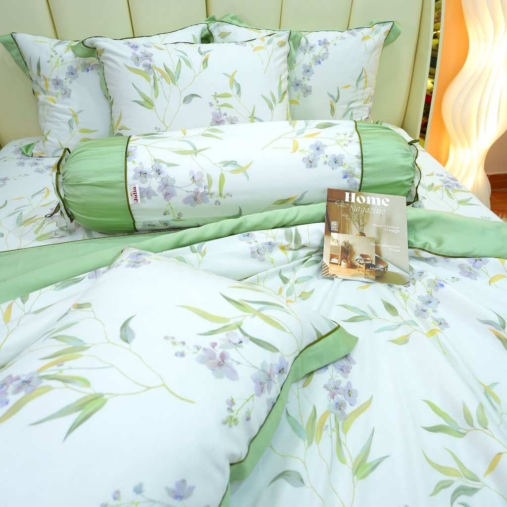 Bộ chăn ga gối ra giường lụa tencel siêu mềm mịn Hàn Quốc Julia 844