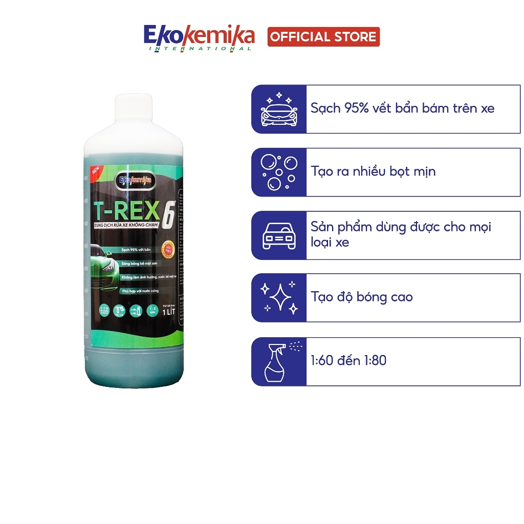 NƯỚC RỬA Ô TÔ - XE MÁY KHÔNG CHẠM ĐẶC BIỆT T-REX 6 EKOKEMIKA ITALY -1L