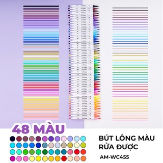 [GIẢM SỐC] Bút Viết Calligraphy 2 Đầu CLASSMATE 48 24 Màu Ngòi Brush Trang Trí Sổ Vở, Không Thấm Giấy AM-WC453/455