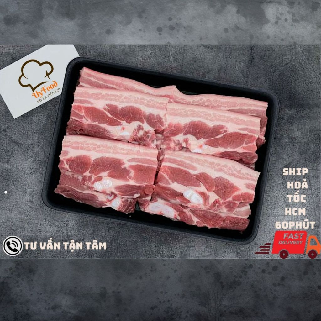 Ba rọi heo rút sườn thái lát bịch 1kg-1,2kg túi hút chân không giao ...