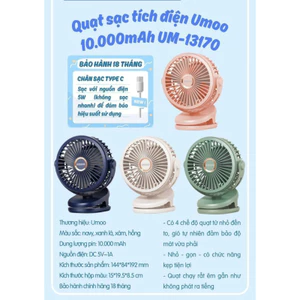 Quạt tích điện chính hãng Yoobao/Umoo - 6400mh/10000mh (bảo hành 18 tháng)