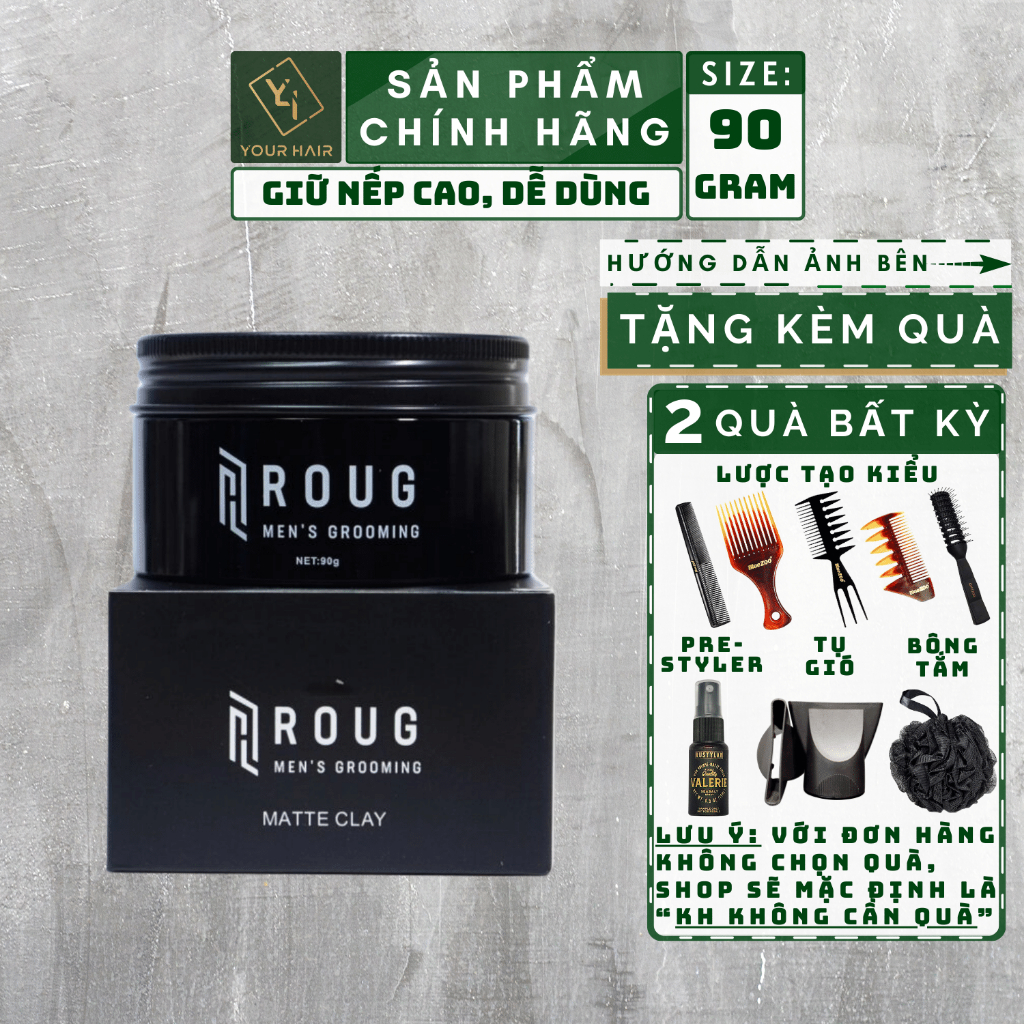 Sáp vuốt tóc Roug matte clay 90 gram | Shopee Việt Nam
