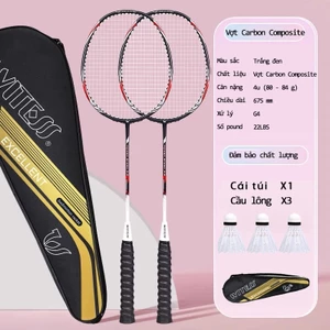 2 vợt cầu lông 100% Khung Cacbon Siêu bền Gửi 3 quả bóng bộ cầu lông hợp kim sắt phù hợp mọi lứa tuổi