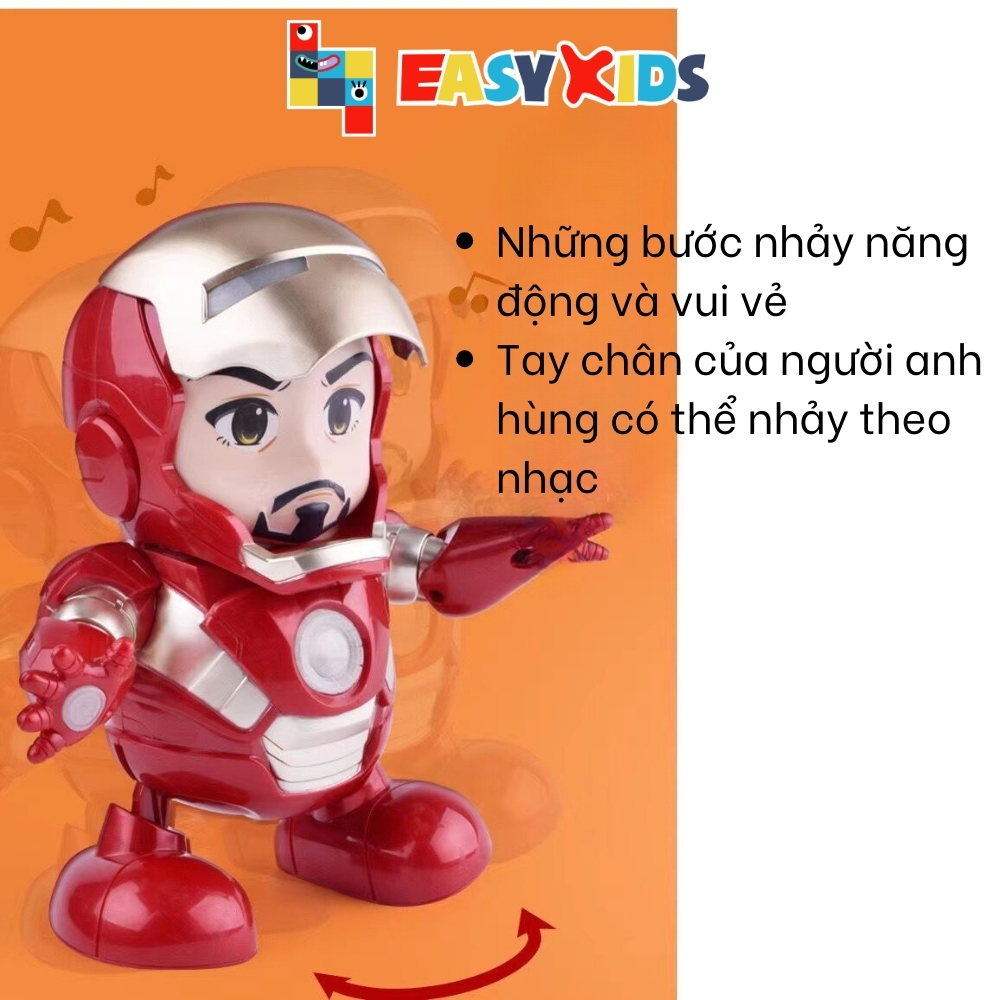 Đồ chơi robot Iron Man dance hero nhảy múa vui nhộn có nhạc và đèn cho bé [Tặng kèm pin]