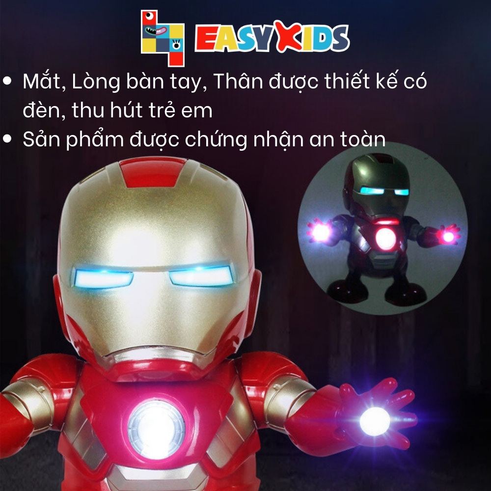 Đồ chơi robot Iron Man dance hero nhảy múa vui nhộn có nhạc và đèn cho bé [Tặng kèm pin]