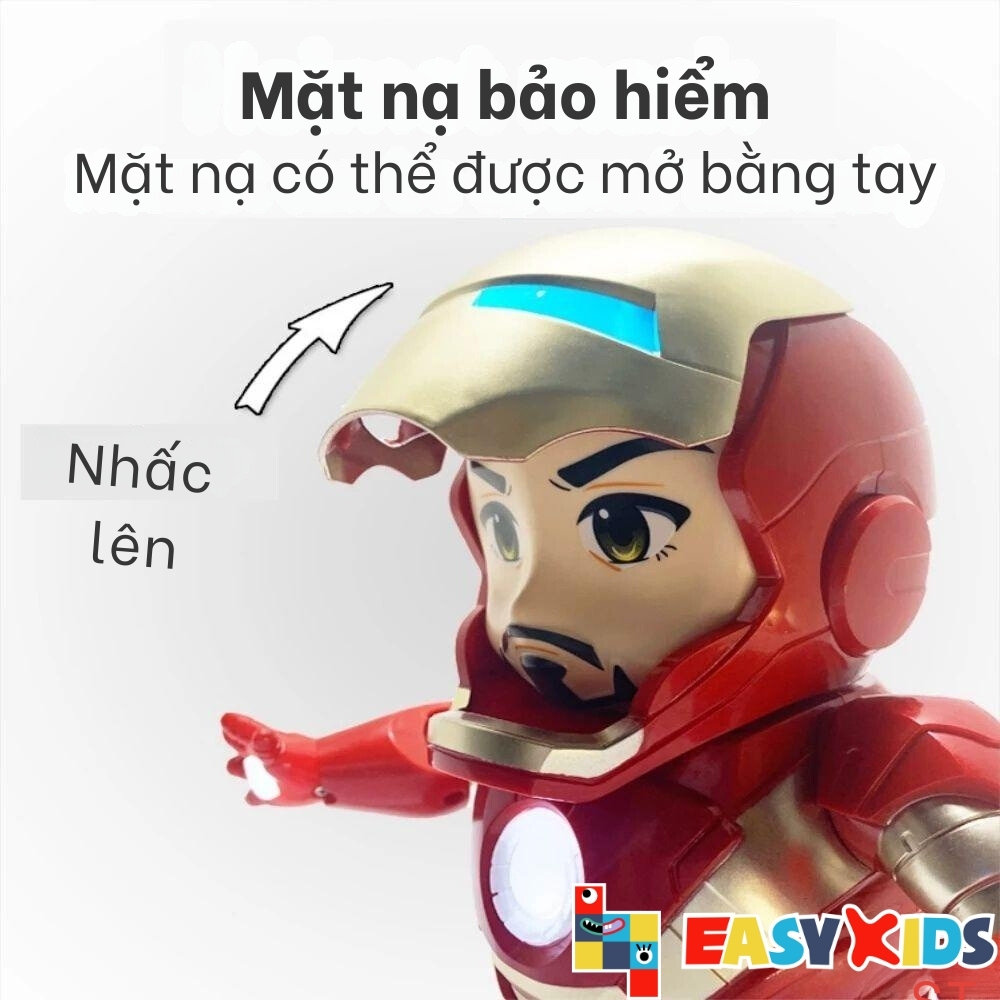 Đồ chơi robot Iron Man dance hero nhảy múa vui nhộn có nhạc và đèn cho bé [Tặng kèm pin]