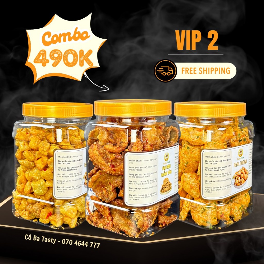 COMBO 3 HŨ GIÒN RỘP VIP 2: Tóp mỡ + Da heo + Ba rọi sấy mắm tỏi ...