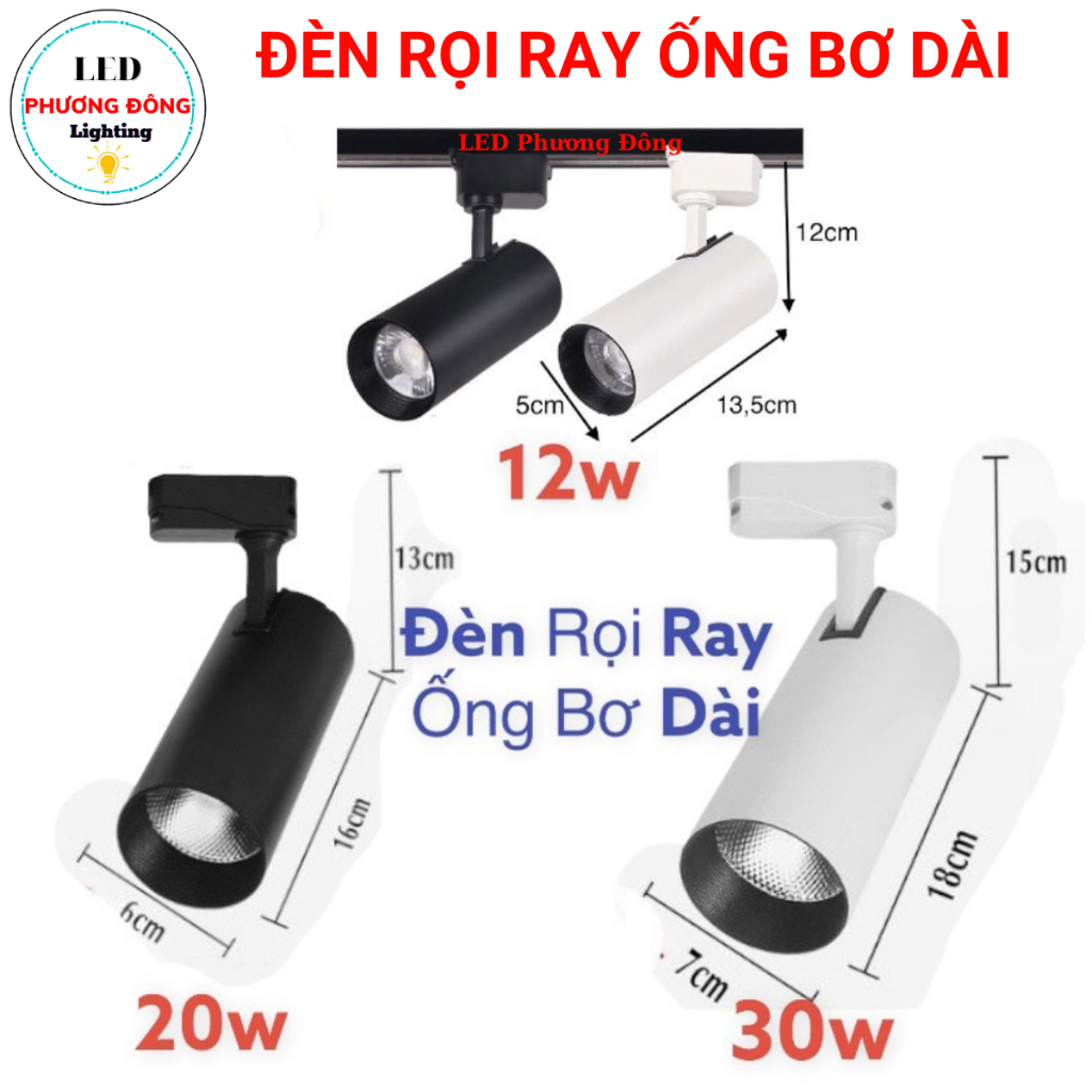 Đèn Rọi Ray Ống Bơ Dài 12w, 20w, 30w ánh sáng Trắng - Vàng - Trung tính