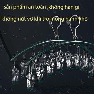 Móc treo đồ kẹp quần áo 10 kẹp thân nhựa kẹp thép không gỉ