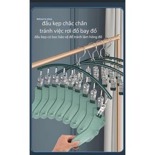 Móc treo đồ kẹp quần áo 10 kẹp thân nhựa kẹp thép không gỉ