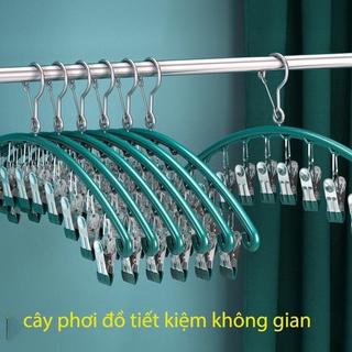Móc treo đồ kẹp quần áo 10 kẹp thân nhựa kẹp thép không gỉ