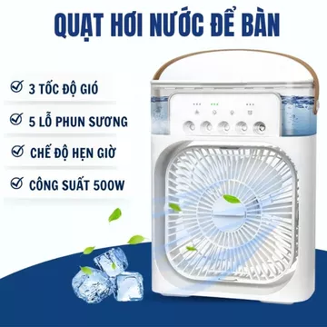 Quạt hơi nước mini CAVARI Cao câp, Quạt điều hòa hơi nước phun sương 3 cấp độ, Dung tích 600ml, Chế độ hẹn giờ, Chế độ đ