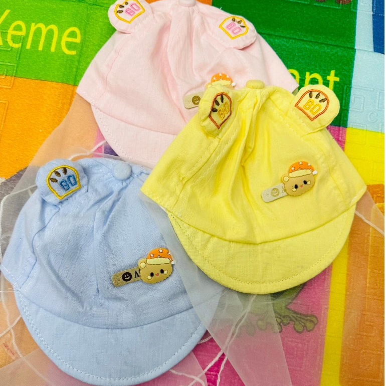 Mũ nón cho bé sơ sinh có khăn voan che mặt an toàn lưới 0-5 tháng mesocshop