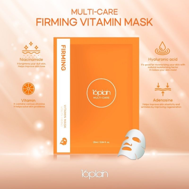 Mặt nạ 16plain Multi-care Vitamin Mask - hạn 2028 Hàn Quốc trắng da dưỡng ẩm giảm mụn  IS185