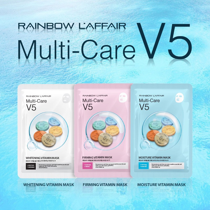 1-5 miếng Mặt nạ Multi care V5 Vitamin mask - Rainbow L'affair hạn 2028 Hàn Quốc dưỡng trắng cấp ẩm, săn chắc da  IS140