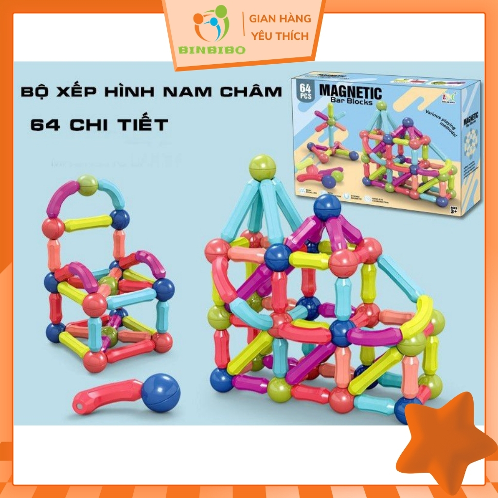 Xếp hình nam châm xoay 360 đồ chơi lắp ráp hình khối an toàn cho bé - Binbibo