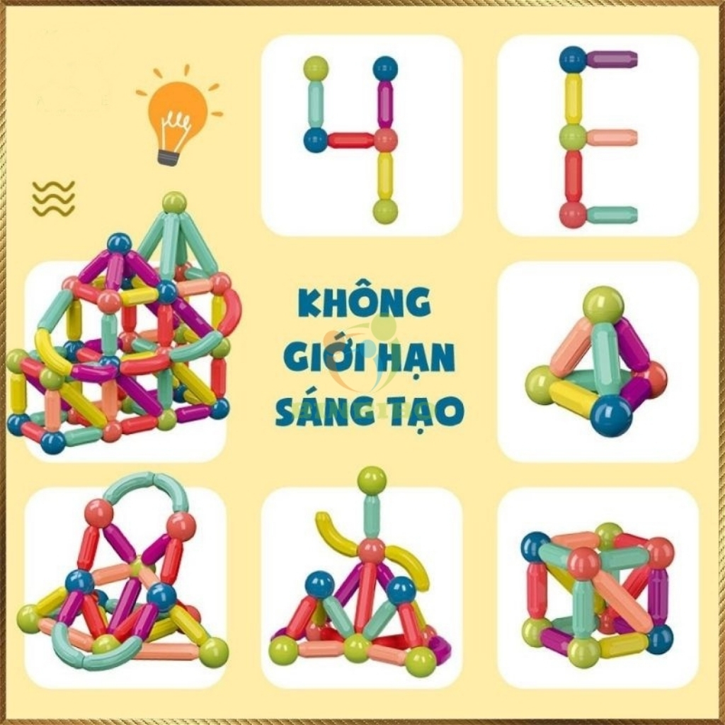Xếp hình nam châm xoay 360 đồ chơi lắp ráp hình khối an toàn cho bé - Binbibo