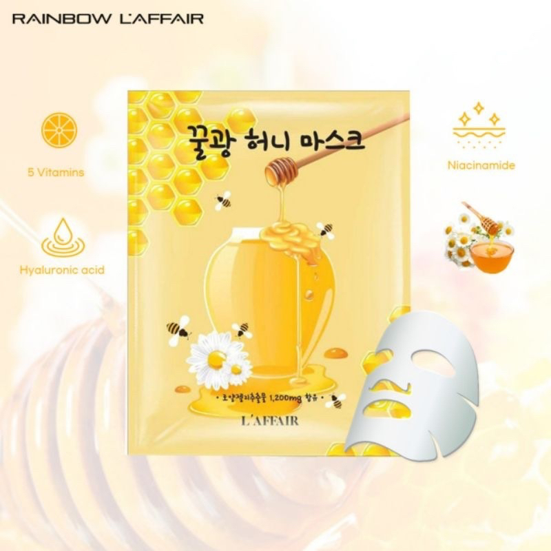 1-5 miếng Mặt nạ Rainbow L'affair Honey mask 25ml/ mask mật ong  -  chống lão hóa, mờ thâm nám, giữ ẩm, ngừa mụn IS146