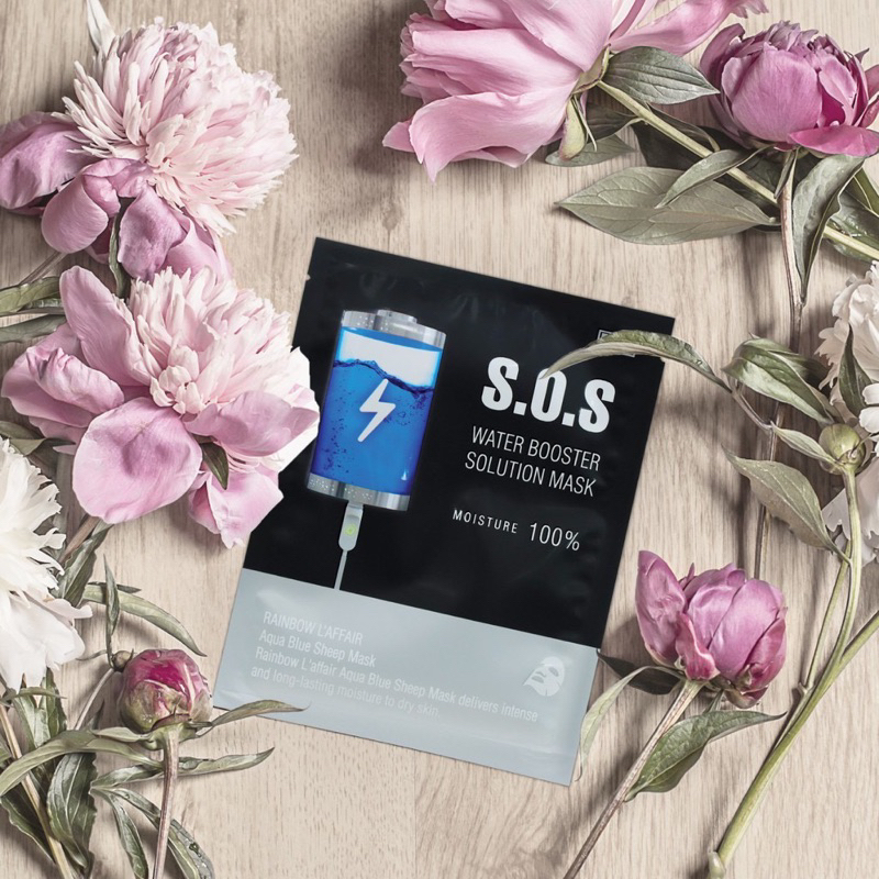 1-5 cái Mặt nạ Rainbow L'affair Aqua Blue Sheep Mask S.O.S Water Booster Solution Mask  cấp ẩm-trắng da -ngừa mụn IS127