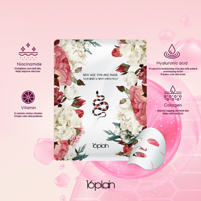 1-5 miếng Mặt Nạ Dưỡng Da  16plain New Age Syn-Ake Mask - hạn 2028 Hàn Quốc  IS181
