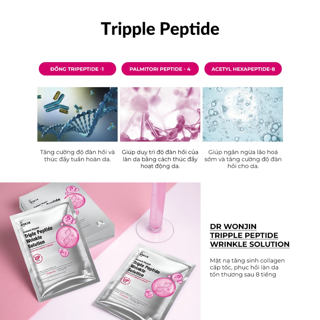 Ảnh Combo 10 Mặt Nạ Tăng Sinh Collagen Cấp Tốc Dr.WonJin Instant Repair Triple Peptide Wrinkle 1