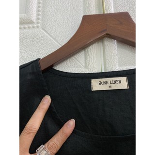 [JUNE LINEN] A22- Áo tay ngắn cổ tròn croptop LINEN TƯNG PREMIUM. Nhiều màu.