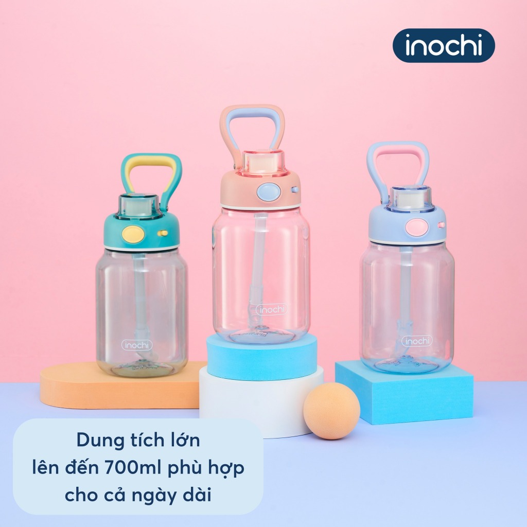 Bình nước Kita Gummy dung tích 700ml có ống hút, quai cầm tiện lợi