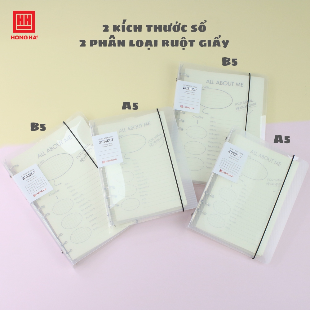 Ảnh Sổ còng bìa nhựa trong 200 trang Subject Hồng Hà định lượng 100gsm kích thước A5/B5 1