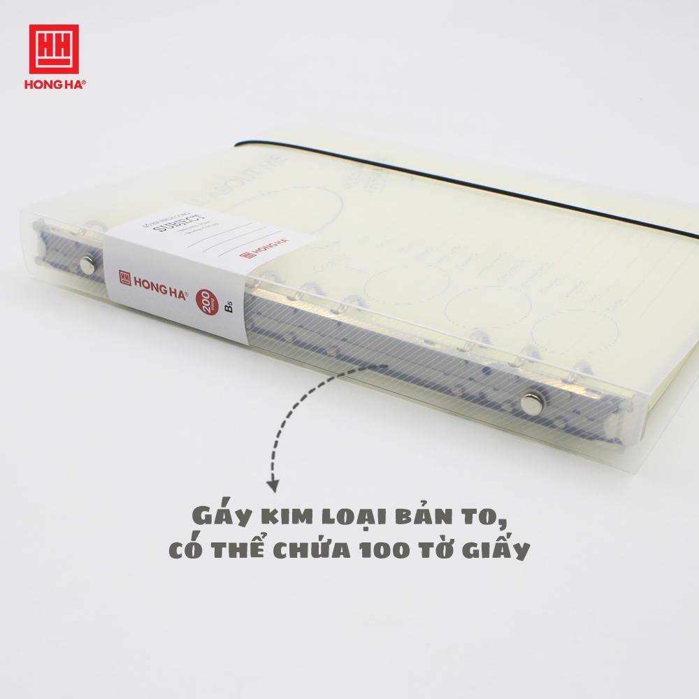 Ảnh Sổ còng bìa nhựa trong 200 trang Subject Hồng Hà định lượng 100gsm kích thước A5/B5 3
