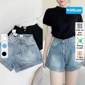 Quần short jean nữ lưng cao ống rộng, chất vải denim không co giãn cực xinh Jean nữ William - AT346
