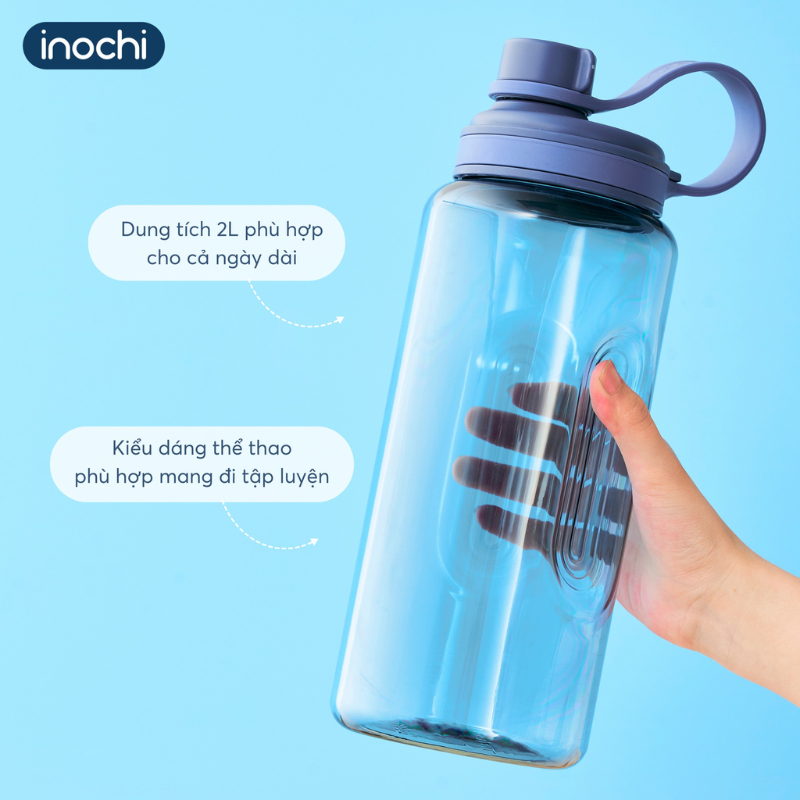 [KÈM ỐNG HÚT] Bình nước Kita Sport 2L Inochi có quai cầm tiện lợi, bình nước cho nam tập gym
