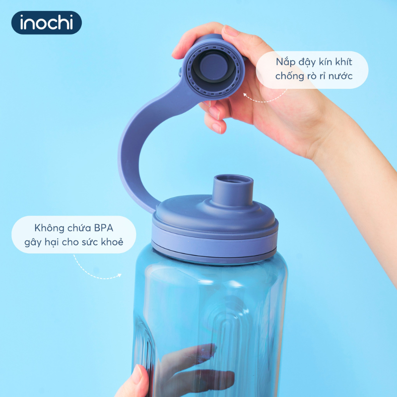 [KÈM ỐNG HÚT] Bình nước Kita Sport 2L Inochi có quai cầm tiện lợi, bình nước cho nam tập gym