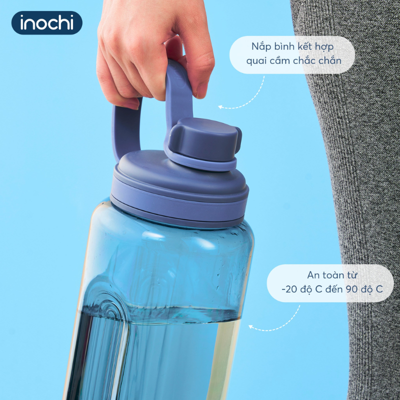 [KÈM ỐNG HÚT] Bình nước Kita Sport 2L Inochi có quai cầm tiện lợi, bình nước cho nam tập gym