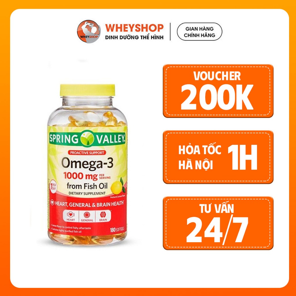 [Freeship] Viên uống bổ sung Spring Valley Omega-3 1000mg from Fish Oil