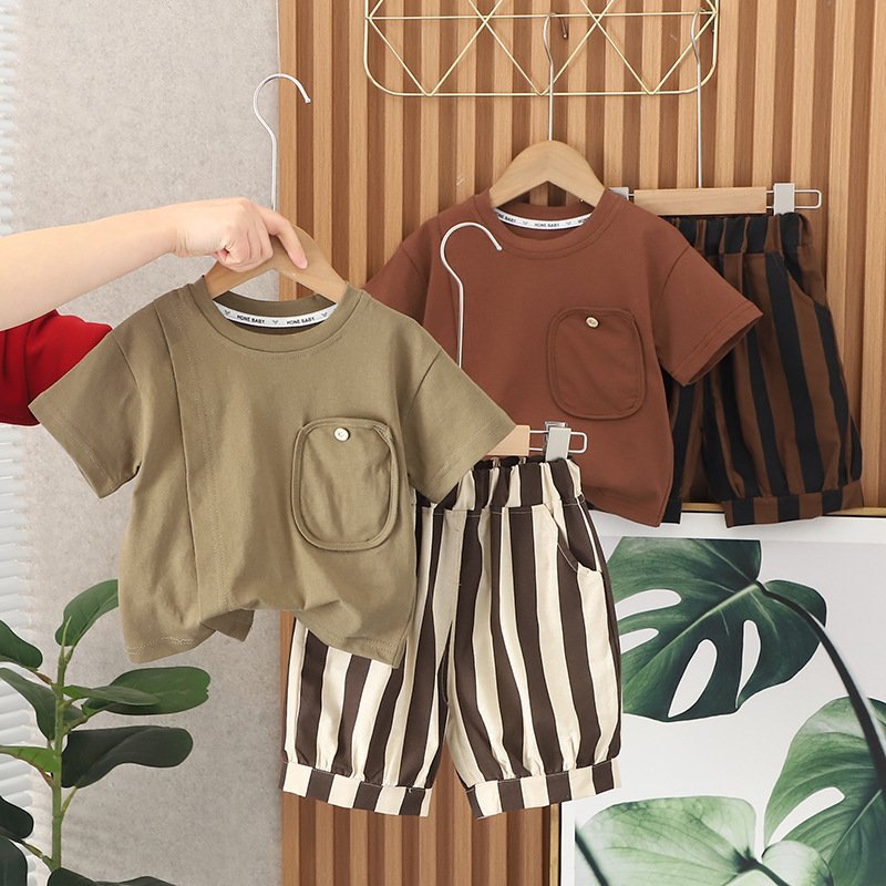 (HÀNG QCCC) Bộ hè qc phối túi chất áo cotton khô kèm quần linen mềm mát phù hợp cho bé đi chơi size 9-20kg,