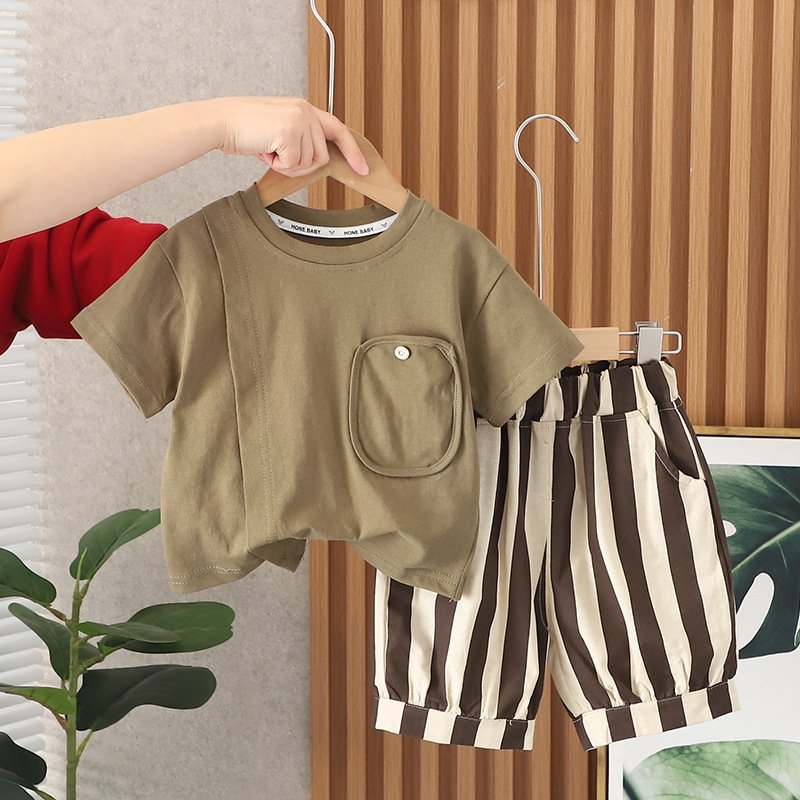 (HÀNG QCCC) Bộ hè qc phối túi chất áo cotton khô kèm quần linen mềm mát phù hợp cho bé đi chơi size 9-20kg,