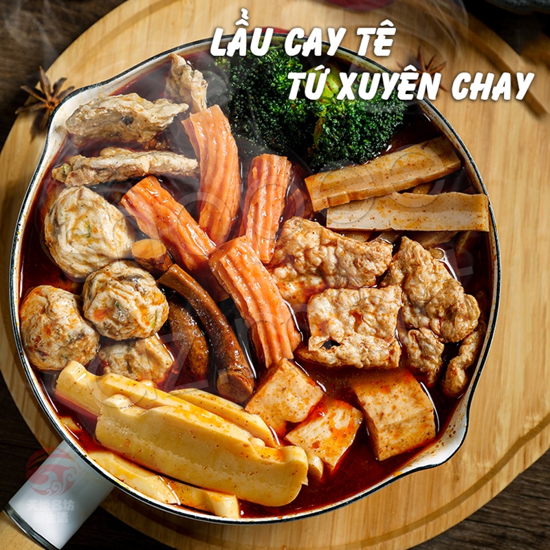 Gia Vị Lẩu Và Topping Chay Mala Cay Tê Tứ Xuyên Dùng Ăn Lẩu