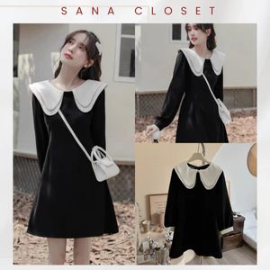 Váy Đầm Nữ Cổ Sen Kiểu Dáng Chữ A Style Pháp Hepburn Tiểu Thư - SANA CLOSET