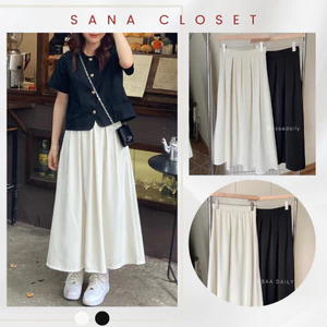 Chân váy xếp ly, chân váy chất dày dặn cạp mix chun - SANA CLOSET