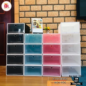 Combo 10 Hộp Đựng Giày Nhựa, Kệ Để Giày Dép Nắp Nhựa Cứng Trong Suốt Size lớn Chịu Lực 4kg