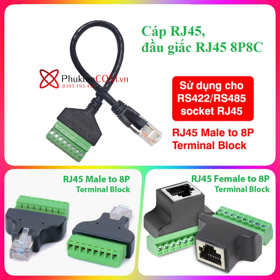 Cáp RJ45, đầu giắc RJ45 8P8C Terminal Block bắt vít cho thiết bị công ...