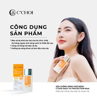 Sữa chống nắng phổ rộng C'CHOI dưỡng da sáng khoẻ - Daily UV Protection Milk SPF 50+, PA ++++