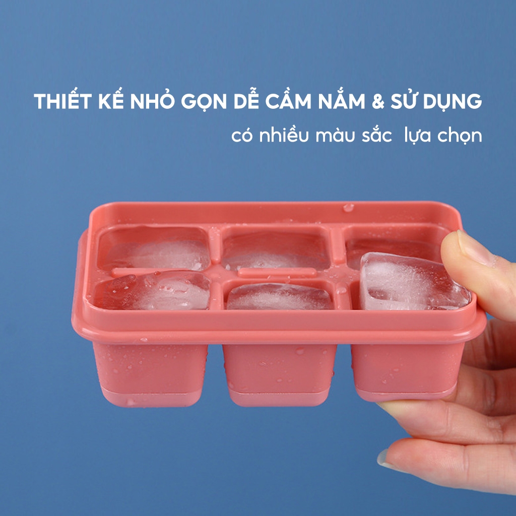 Khay Làm Đá Silicon Có Nắp Đậy Giúp Chống Mùi Tủ Lạnh, Khuôn Làm Đá Thạch An Toàn Sức Khoẻ