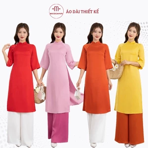 Áo dài cách tân dáng suông vải lụa Tây Thi, áo dài kết ngọc vải lụa tây thi trẻ trung sang chảnh MS05