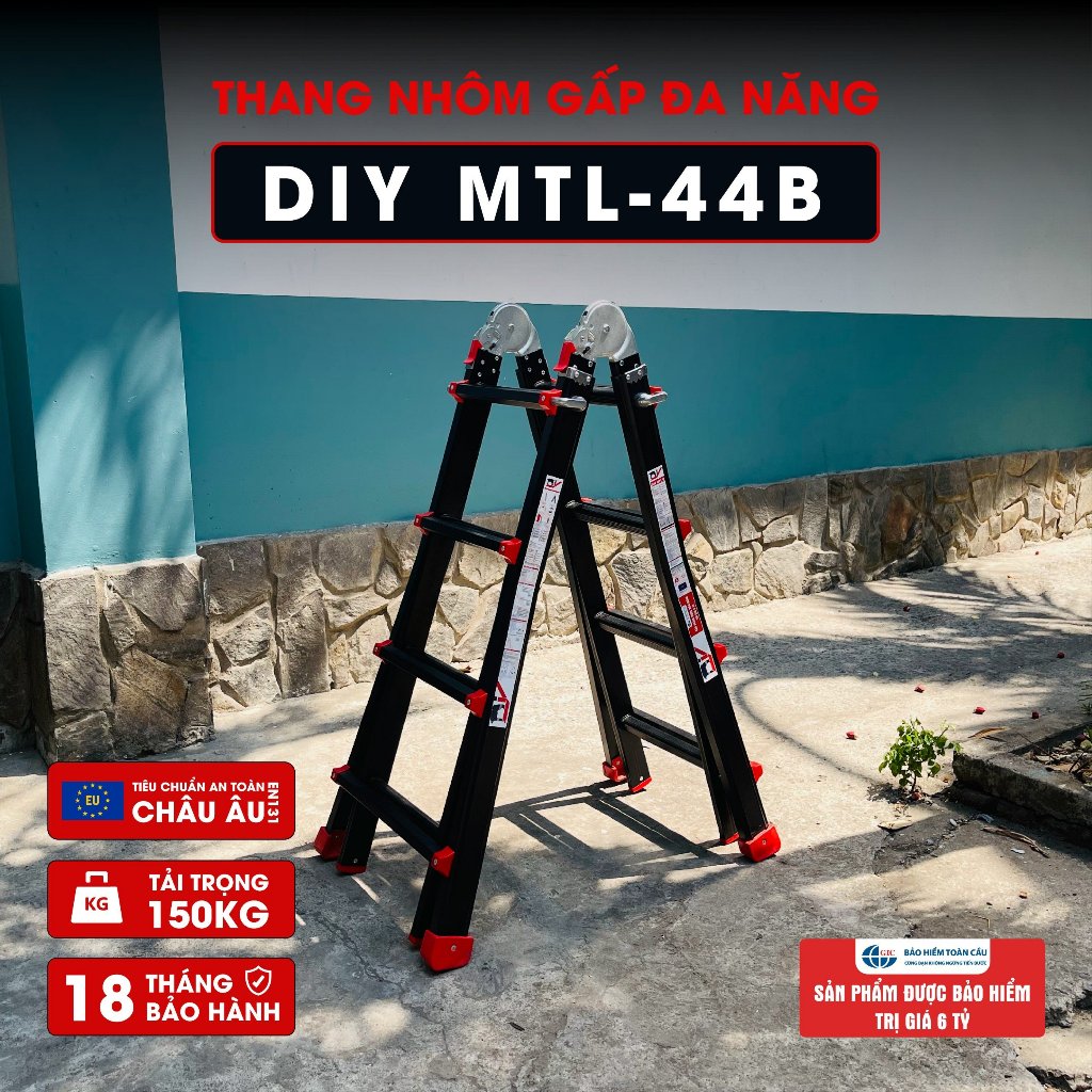Thang nhôm gấp đa năng DIY MTL-44B chiều cao sử dụng tối đa chữ A 196cm, chữ I 405cm