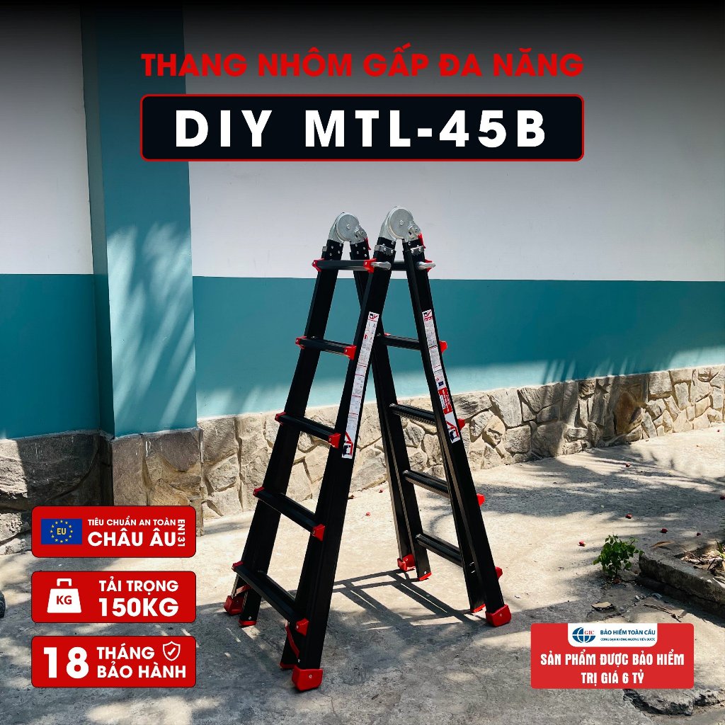 Thang nhôm gấp đa năng DIY MTL-45B chiều cao sử dụng tối đa chữ A 246cm, chữ I 512cm
